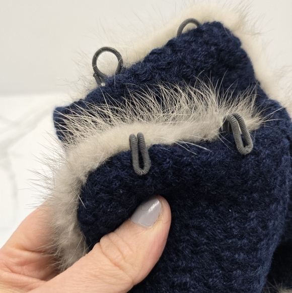 vintage 60's | navy blue cream real fur maximalist detachable collar unisex - Picture 9 of 10